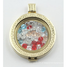 O ouro chapeou o Locket da forma com disco de Birthston.